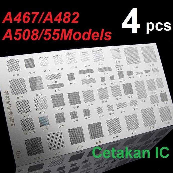 Plat Cetakan IC CPU Universal BGA Stencil Amaoe A467 A482 A508 55 Models Set 4 Pcs MTK MSM CPU RAM P