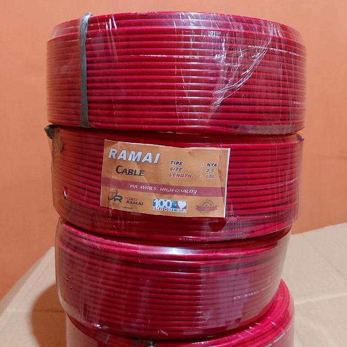 Kabel Listrik 1 Roll 2.5 100 Yard. Merk Ramai. Kabel Tunggal Tembaga Campuran. Panjang Kabel 50 Mete