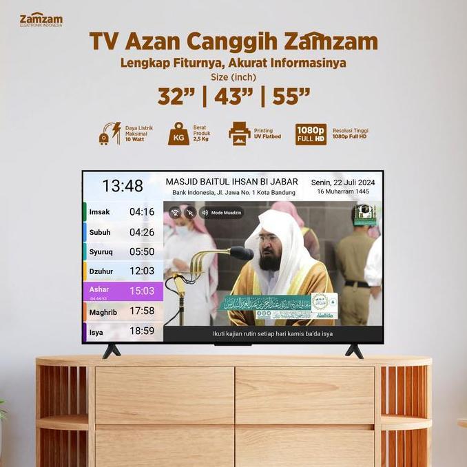 Lisensi Zamzam TV - TV Azan Masjid - Jam Masjid Pengingat Waktu Salat