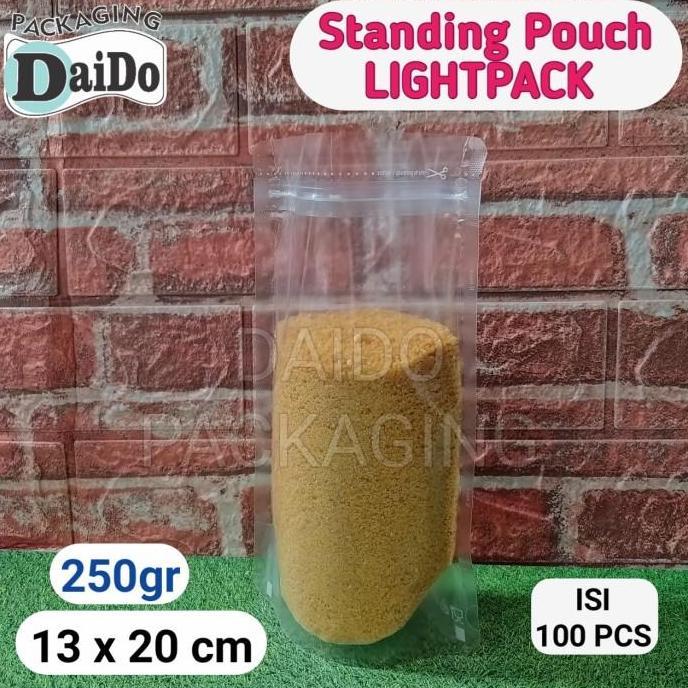Standing Pouch LIGHTPACK 250gram 13x20 cm Plastik Klip Bening ISI 100