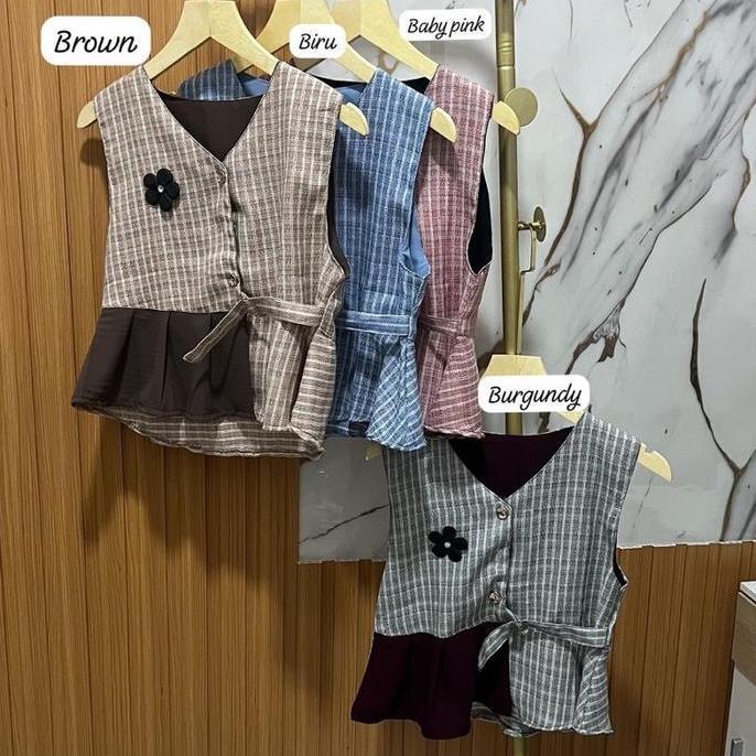 Ftx- Co.Diandra Set Rok Wanita Tanpa Lengan Barbara Silk Setelan Cewek Dewasa