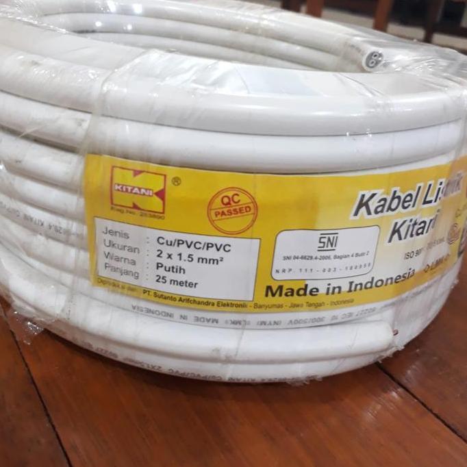 Kitani Kabel Listrik Nym 2X1.5 2X1,5 Kawat Tembaga Sni Lmk - 25 Meter