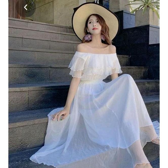 Ftx- 4202-D0356 Juliet Korean Long Dres Miranda Sabrina Dres-Chiffon Import -Gaun Pesta Pantai Prewe