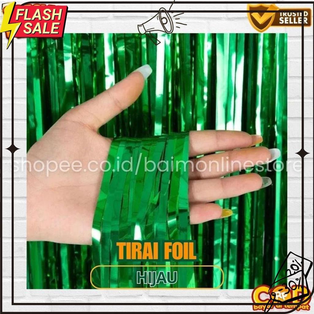 Tirai Foil Merah Putih Hijau Emas / Tirai Ulang Tahun Foil Curtain Import / Tirai Foil / Tirai Balon