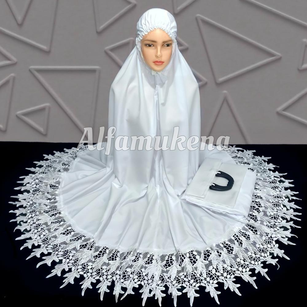 Promo Bulan Ini Mukena Dewasa Katun Premium Renda Putih Elegan