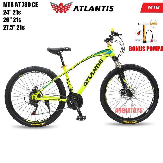 Terlaris (Bonus Pompa) Sepeda Gunung Atlantis 24, 26, 27,5 X 2.10 Mtb 3X7 Speed Mountain Bike
