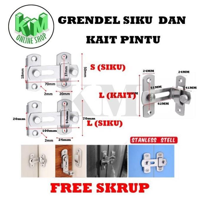 Grendel Slot Pintu L (Besar) /Kunci Geser Pintu/Lemari Minimalis Stain Allshop