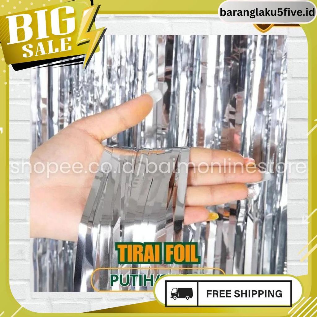 Tirai Foil Merah Putih Hijau Emas / Tirai Ulang Tahun Foil Curtain Import / Tirai Foil / Tirai Balon