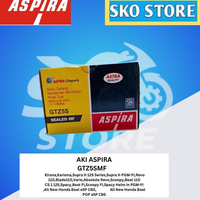 Promo Aki GTZ5SMF Aspira Aki Accu Kering Motor Vario Beat Supra Revo Original Murah Diskon