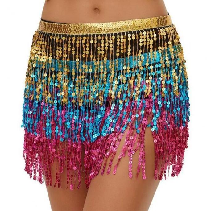 AKARAY Rok Belly Dance Wanita Manik Rumbai Belt Belly Dance Kostum Belly Dance Payet Sabuk Belly Dan