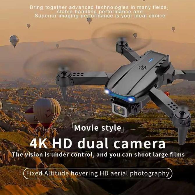 WOFLES Drone Mini remot control rc pesawat Quadcopter Dual Camera 4K HD 50X Zoom Gesture 2.4GHz - E9
