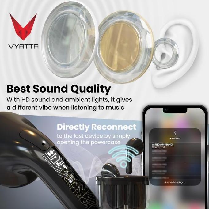 VYATTA AIRBOOM NANO TWS BLUETOOTH HEADSET TRANSPARENTCASE
