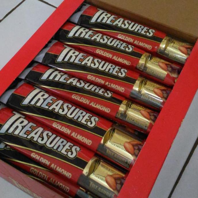 Delfi Treasures 1 Box Isi 24 Bar (96 pcs / 24 X 4 X 9gr) - Coklat Rasa Almond Cookies Biskuit White 