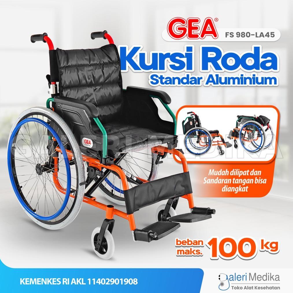 Kursi roda GEA FS980 LA-46 / FS 980 LA-46 / FS980LA 46 Dewasa Aluminium Wheelchair Bisa Dilipat