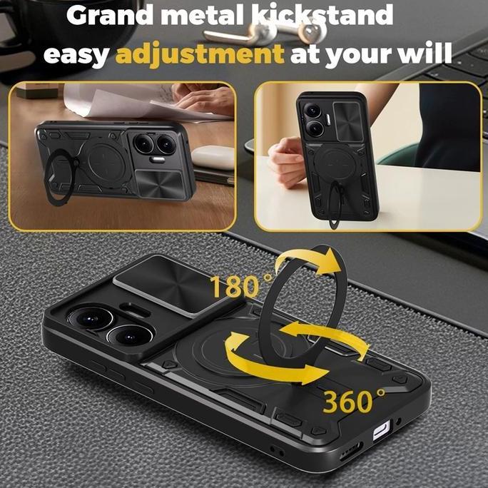 COMPAITABLE FOR CASE XIAOMI POCO F7 / F7 PRO / F7 ULTRA MAGNETIC IRING CASE ROTARY STANDING PHONE SL