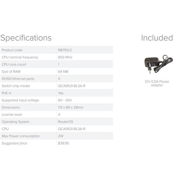Wkprojec- Mikrotik Rb750R2 Hex Lite Router Adaptor Adaptor