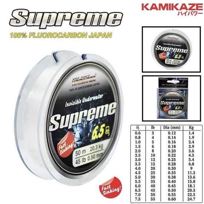 Senar Leader Kamikaze Supreme 100% Fluorocarbon Japan 50 Meter