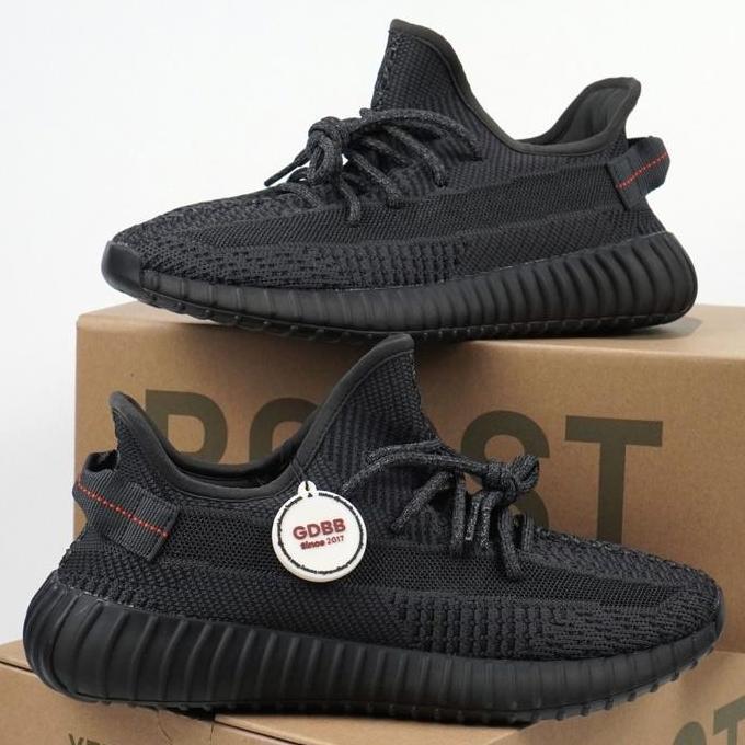 Ready Yeezy 350 Boost V2 Black Static Laces Reflective | Original 100%