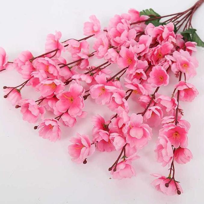 Lansungkirim- Bunga Meihwa Rumpun Pohon Sakura Pink Imlek Pot Bunga Murah Ornamen