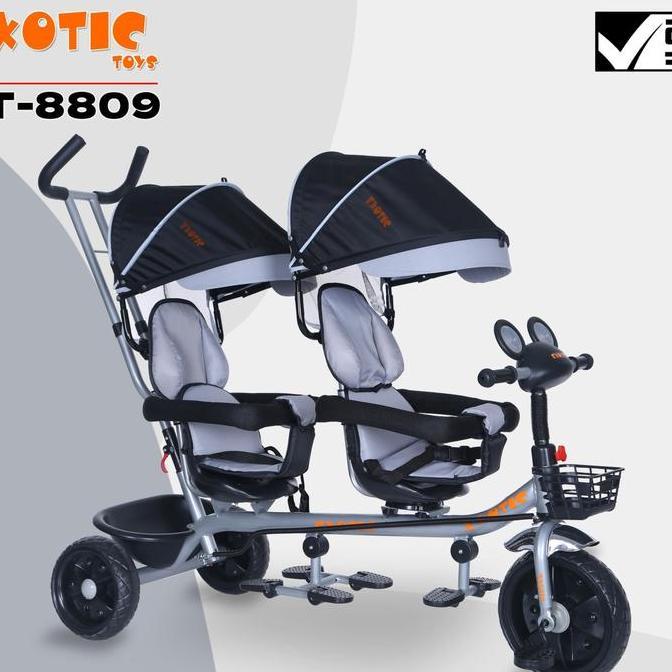 SEPEDA ANAK RODA 3 EXOTIC ET-8811 BONCENGAN ANAK KEMBAR DOUBLE SEATER