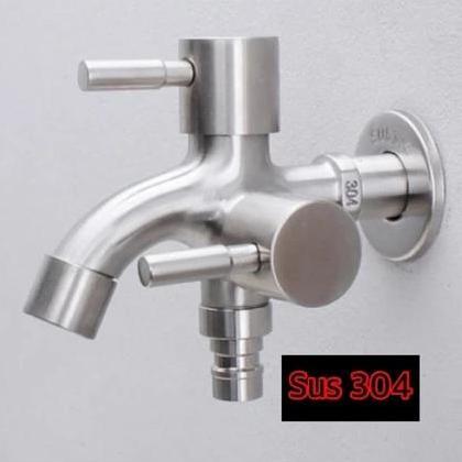 Lancar- Promo Kran Keran Double Cabang Asli Stanlis Steel Sus 304 Keran Cabang Sus 304 Kran Shower M