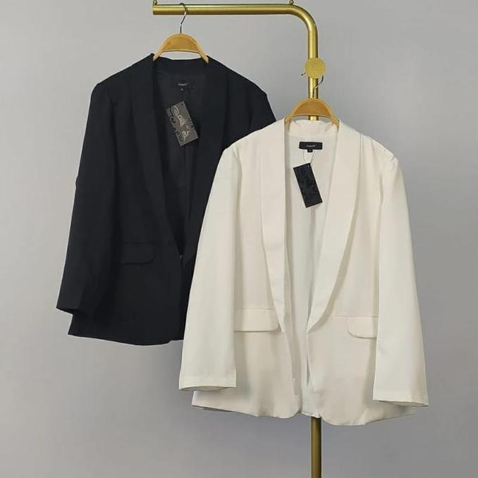Blazer Blanik Wanita Super Jumbo Xxl Xxxl Hitam Panjang Putih Outer Oversize Atasan Jaket Cardigan F