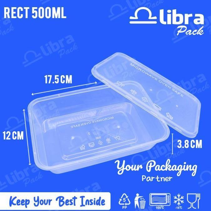 Kotak makan anti pecah tepak plastik tahan safe microwave thinwall klir lunch box 500ml rectangle is
