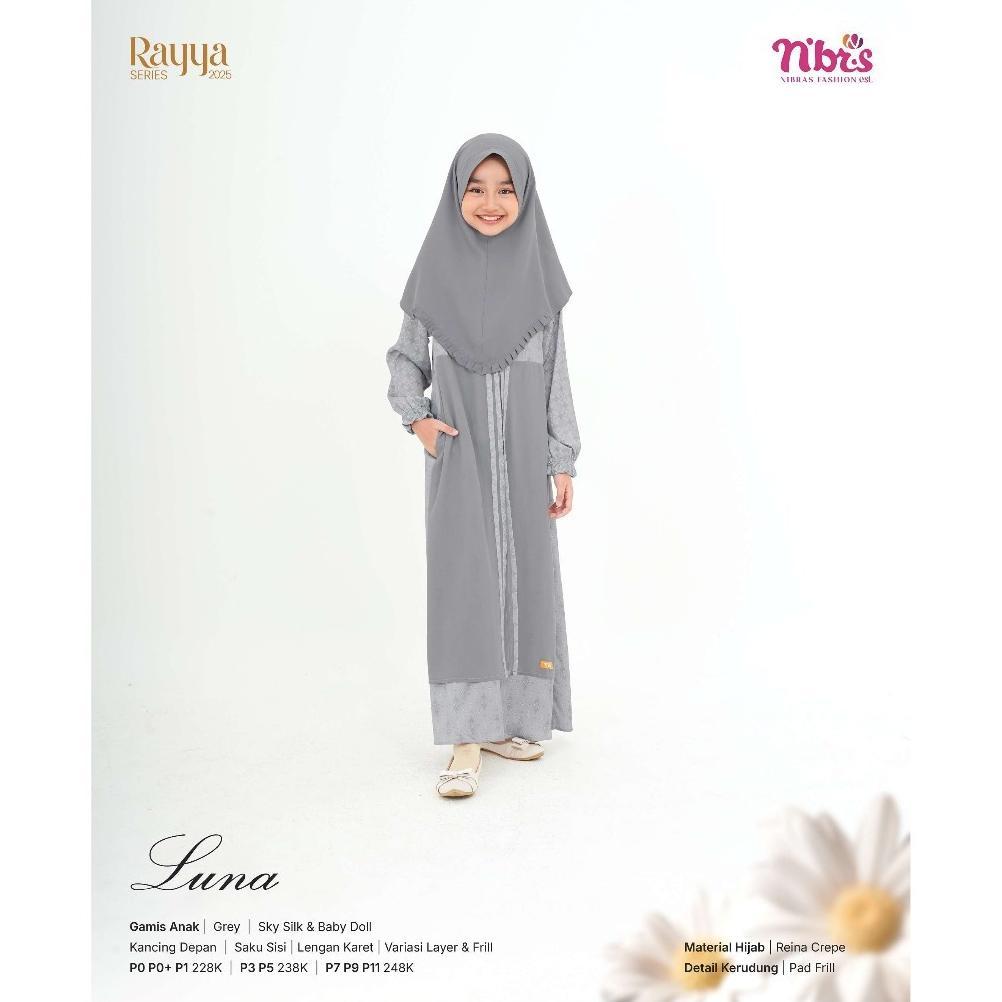 Unik [Promo/Cod] Nibras Luna Gamis Anak Set Hijab Raya Series 2025