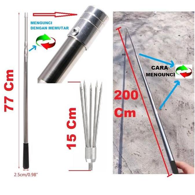 Harpoon Tombak Ikan 5 Prong Bahan Stainless Steel KEPALA TOMBAK CABANG