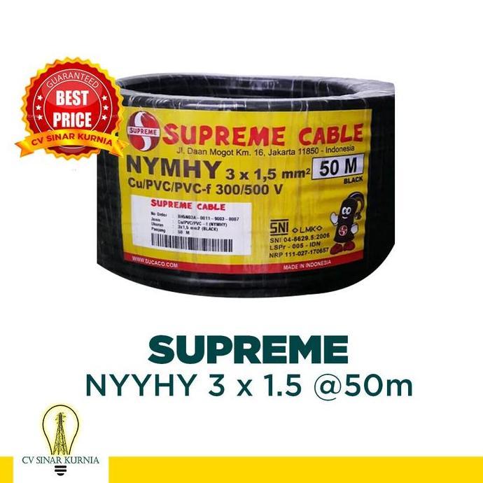 NEW Kabel Listrik NYYHY 3x1.5 mm 3x1,5 SUPREME| SUPREME Kabel NYYHY| 50M