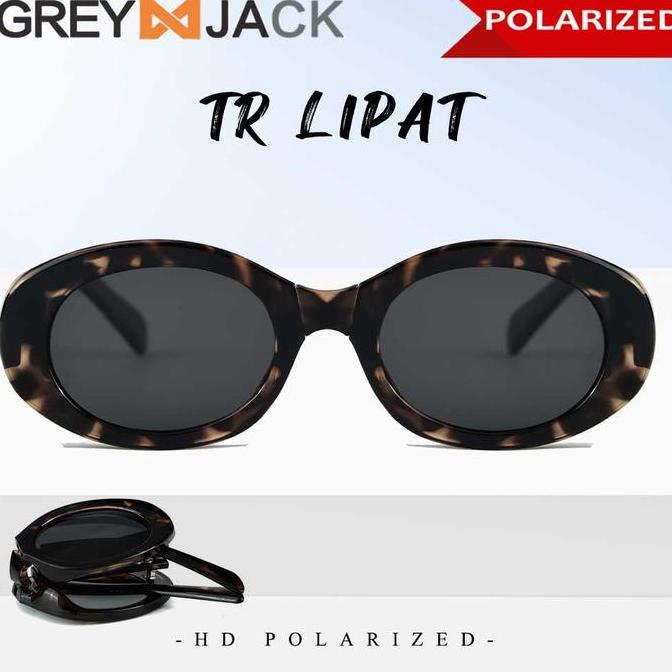 IDSTORE Grey Jack Kacamata Sunglasses Hitam Lipat Anti UV400 Polarized Style Wanita Oval Trandy Baha