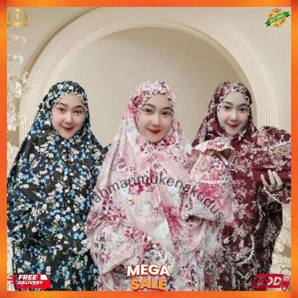 Mukena Terusan Dewasa Rayon Premium Motif Bunga Tali Lonceng [L5]