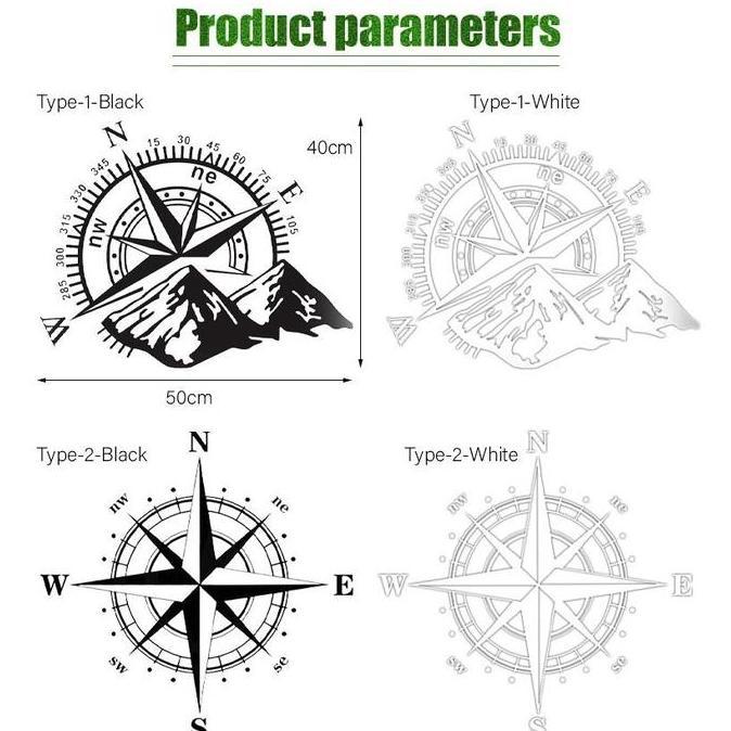 ORIZA Sticker Kompas 3D Tahan Air untuk Mobil/Motor - Desain Petualangan Offroad dengan Skala Arah M
