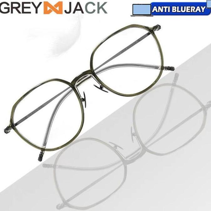 IDSTORE Grey Jack Kacamata Antiradiasi TR90+Metal Korean Style Model Oval 8137