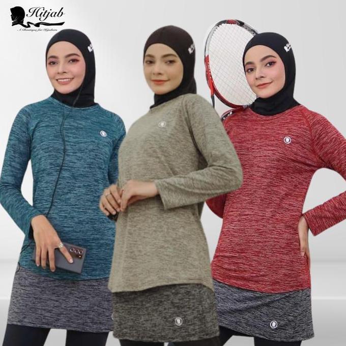 Bnr Baju Olahraga Wanita Tangan Panjang Sport Lari Jogging Yoga Fitness Sepeda Wanita Muslim Sporty