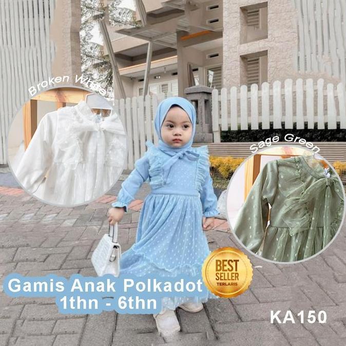 Dress Gamis Muslim Anak 1 Tahun 2 Tahun Baju Bayi Baby Balita Perempuan 6 12 Bulan Motif Polkadot Ga