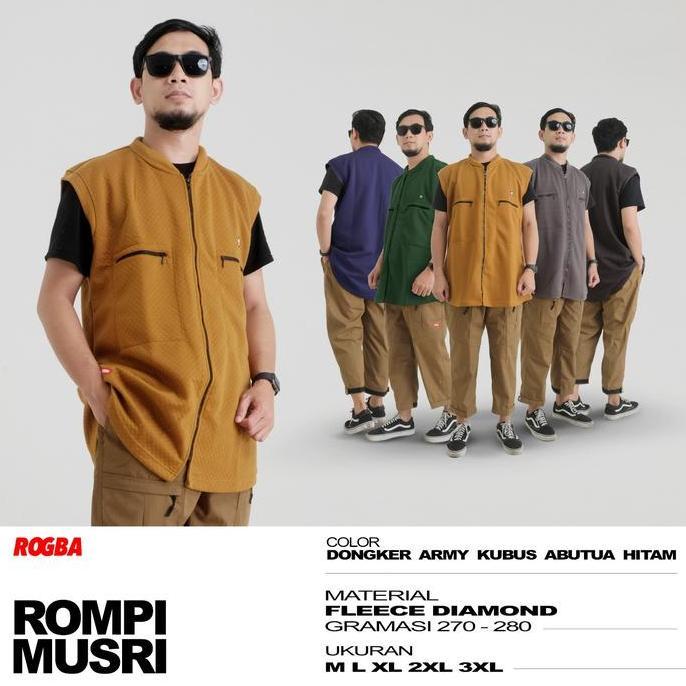 Rompi Musri Rogba M -XXXL Fleeca Diamond Tebal - Rompi Sholat Motor Pria Riders Dewasa Jumbo Big Siz