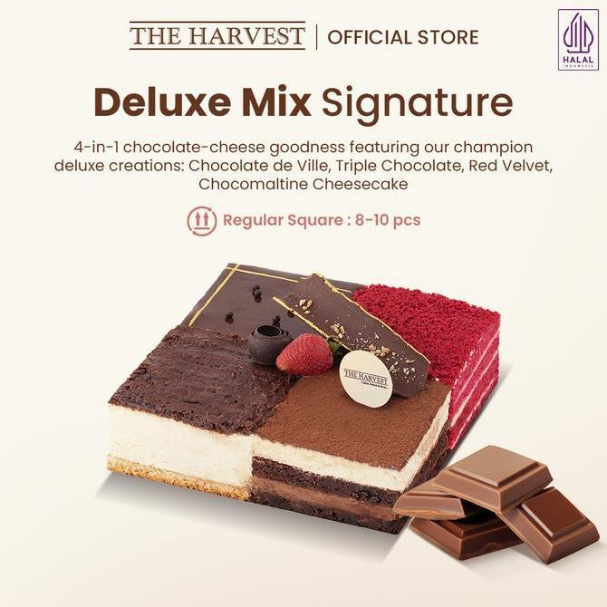 Deluxe Mix Signature Regular Square | Kue Ulang Tahun Rasa Dengan Pilihan 4 Rasa Coklat Dan Keju Pre