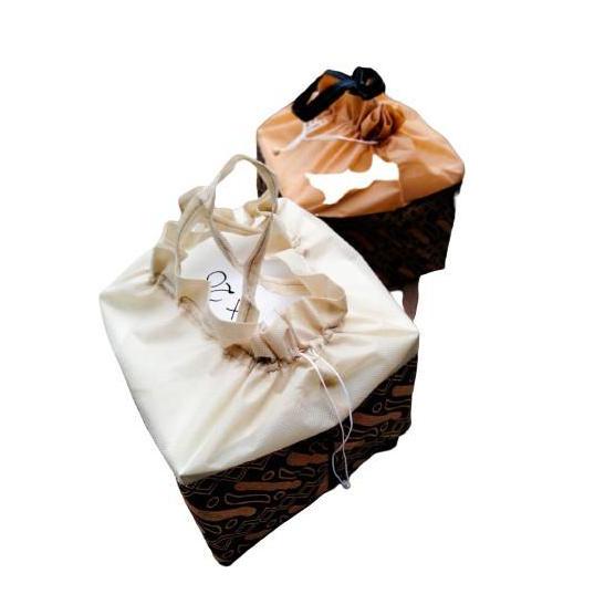 tas serut motif bambu box nasi/snack 20x20 tas hajatan/syukuran