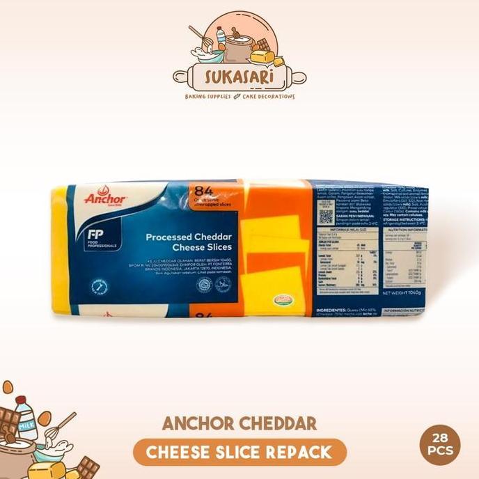 Sukasari - Anchor Cheddar Cheese 84 Slice, 28 Slice Repack / Keju Cheddar Slice Anchor / Keju Burger