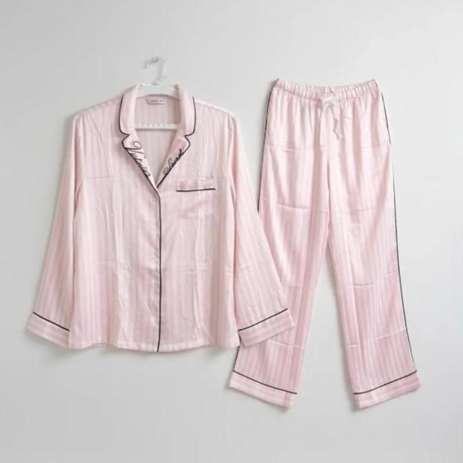 Terbaru Victoria Secret Glazed Satin Long Pajama Set Original Piyama Baju Tidur Dan Santai Wanita