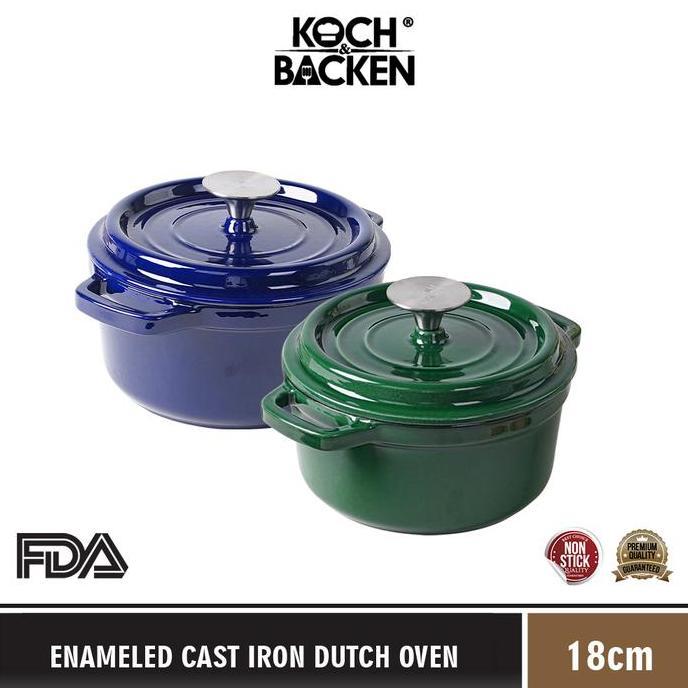 Enamel Cast Iron Dutch Oven 18Cm - Wajan Panci Besi Cor Murni Anti Lengket Allshop