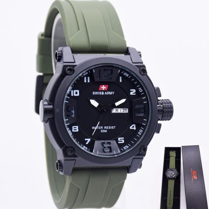 AI131 }} JUAL SWISS ARMY ORIGINAL SA47739 TALI RUBBER - JAM TANGAN PRIA - BONUS BATERAI CADANGAN - I