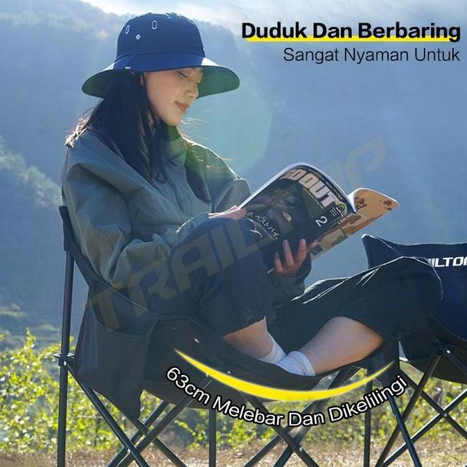 Grdwill- Trailtop Kursi Lipat Outdoor Kursi Santai Kain Oxford Bangku Lipat Kursi Lipat Portable