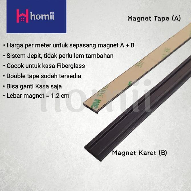 Homii Double Magnet DIY Kasa Nyamuk Fiberglass (Magnet Double Tape + Magnet Karet) Sepasang Magnet K
