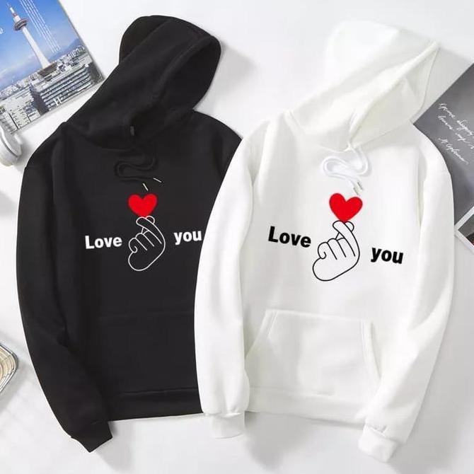 MD2 ~ Switer couple pria wanita LOVE YOU SARANGHE hoodie couple pasangan cewe cowo kekinian hoodie c