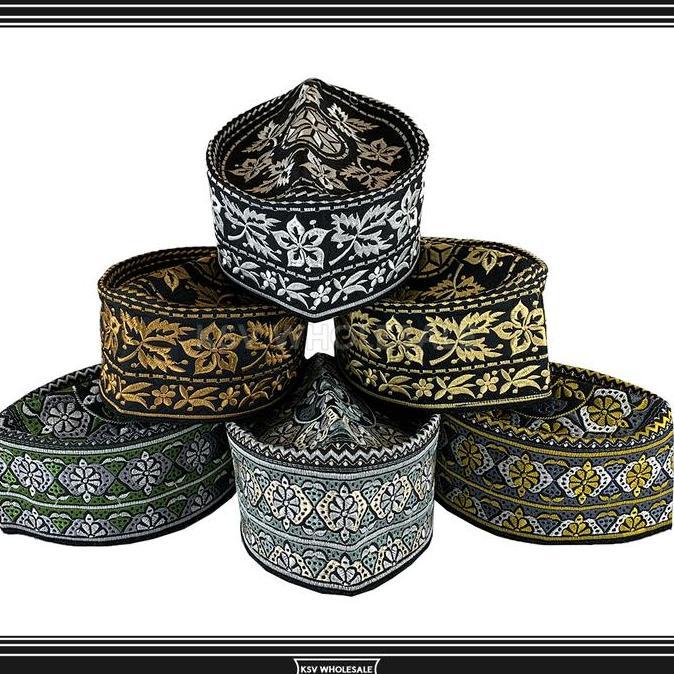 Fixyou- Grosir (10 Pcs) Peci Oman Bangladesh Paket Usaha Kopiah Sholat Banglades Santri Pria Pesantr