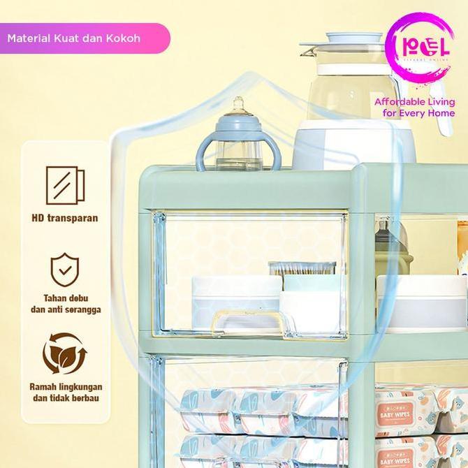 LOLY [POL] Rak Troli Dorong Bayi Roda | Rak Penyimpanan Serbaguna | Troli Penyimpanan | Lemari Doron