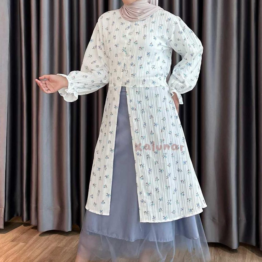 Best Deals [Ready Stock] Kalunar - Daisy Tunik Lebaran Kondangan (Atasan Gamis Wanita Motif Bunga Mo