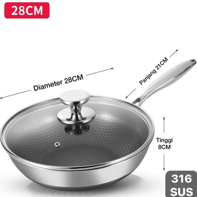 [MS] Wajan Stainless Steel 316 / Kuali Honeycomb Wokpan Non Stick